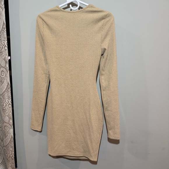 The Oures Khaki Cut-Out Halter Neck Dress | Size Small Sleek Bodycon Party Wear - Picture 5 of 8